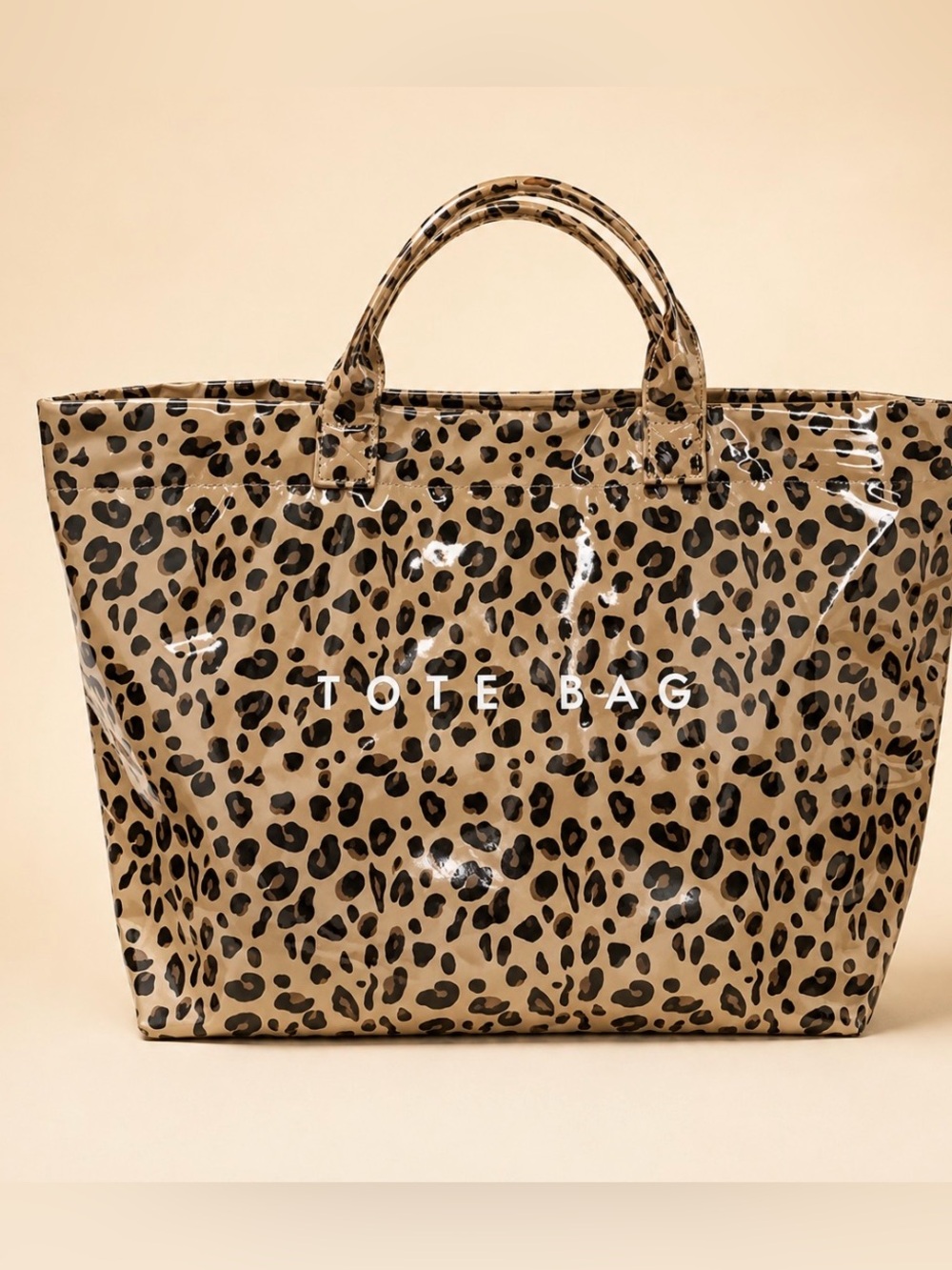 Leopard Print Beige Tote Bag